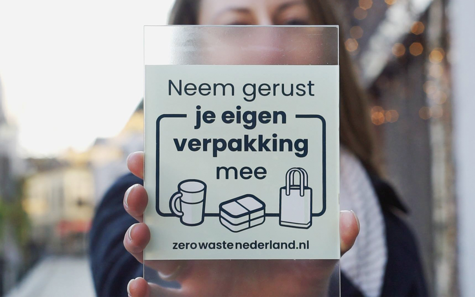 Zero Waste Nederland sticker ontwerp geen verspilling